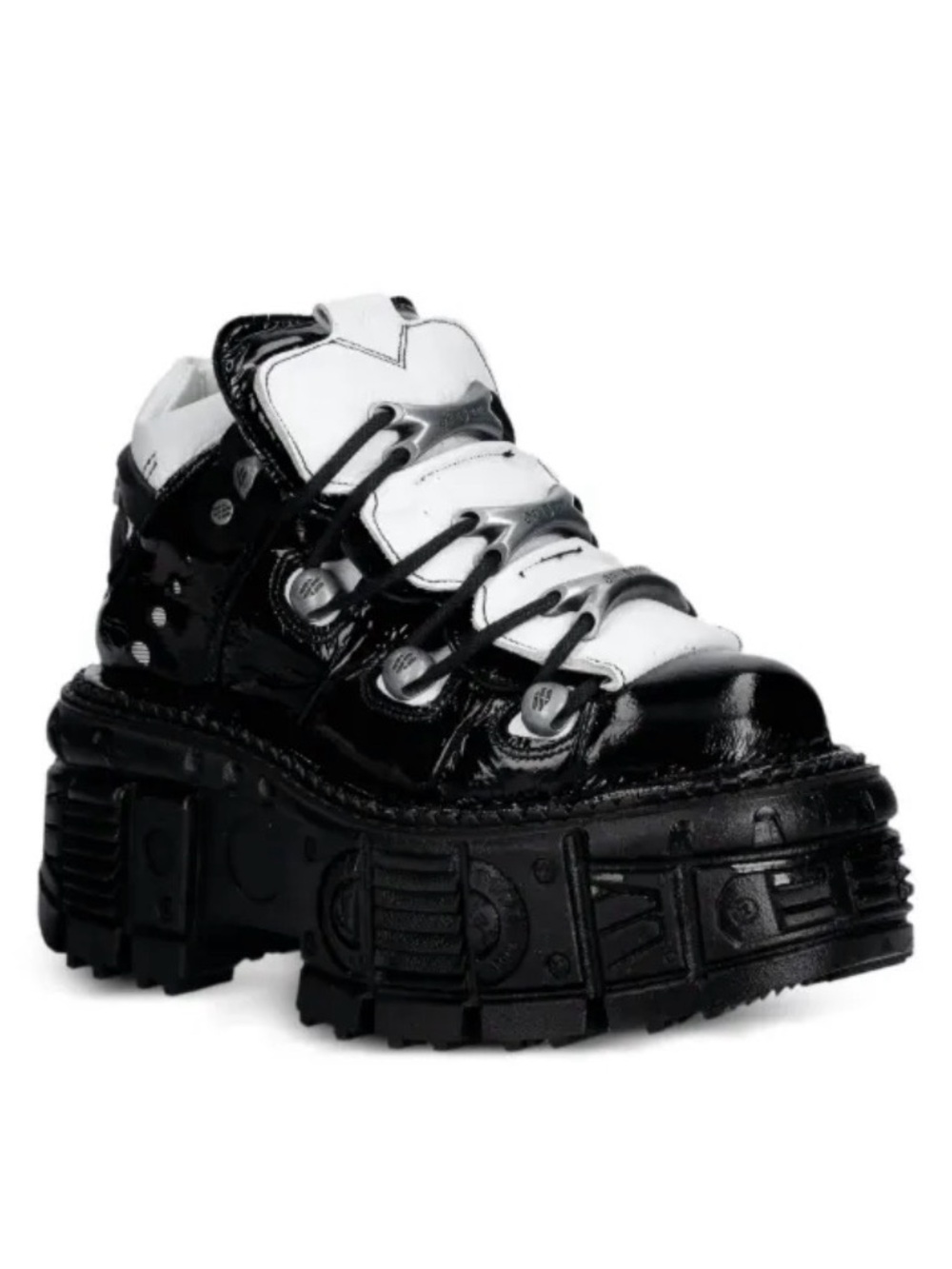 NEW ROCK EDGY BLACK AND WHITE PUNK ROCK ANKLE BOOTS.